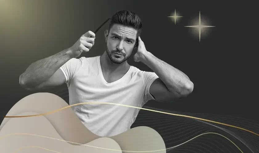Man concerned about hair loss before hair transplant treatment
