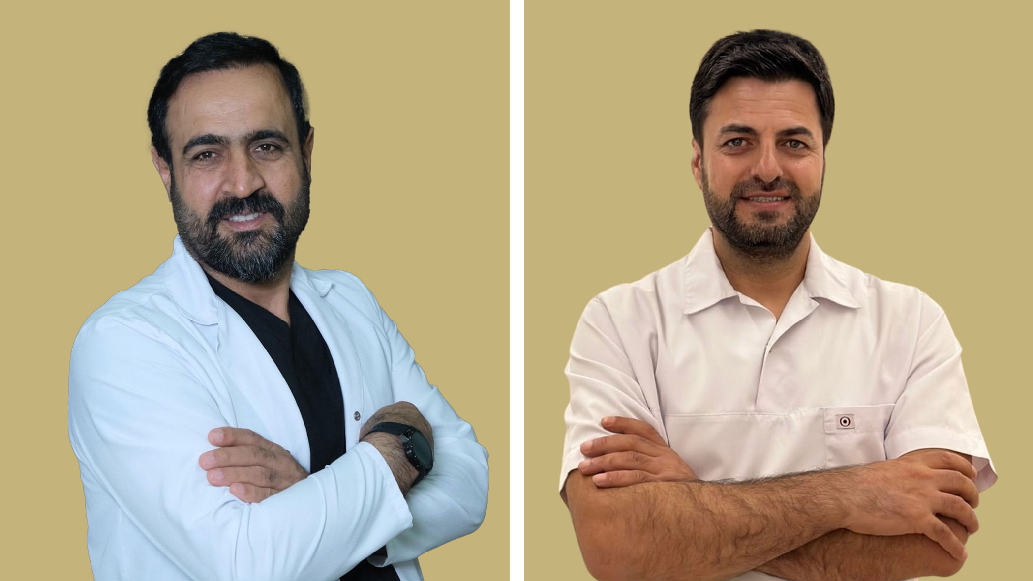 a collage of a Hair Transplant Turkey doctors with his arms crossed